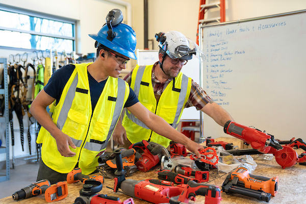 COCC apprenticeship training with construction tools