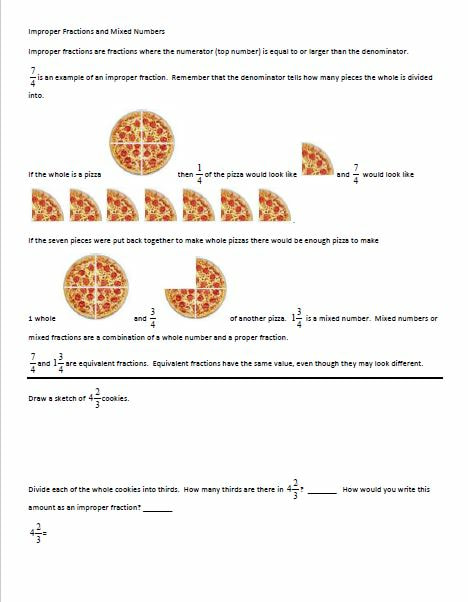 Improper Fractions and Mixed Numbers Worksheet